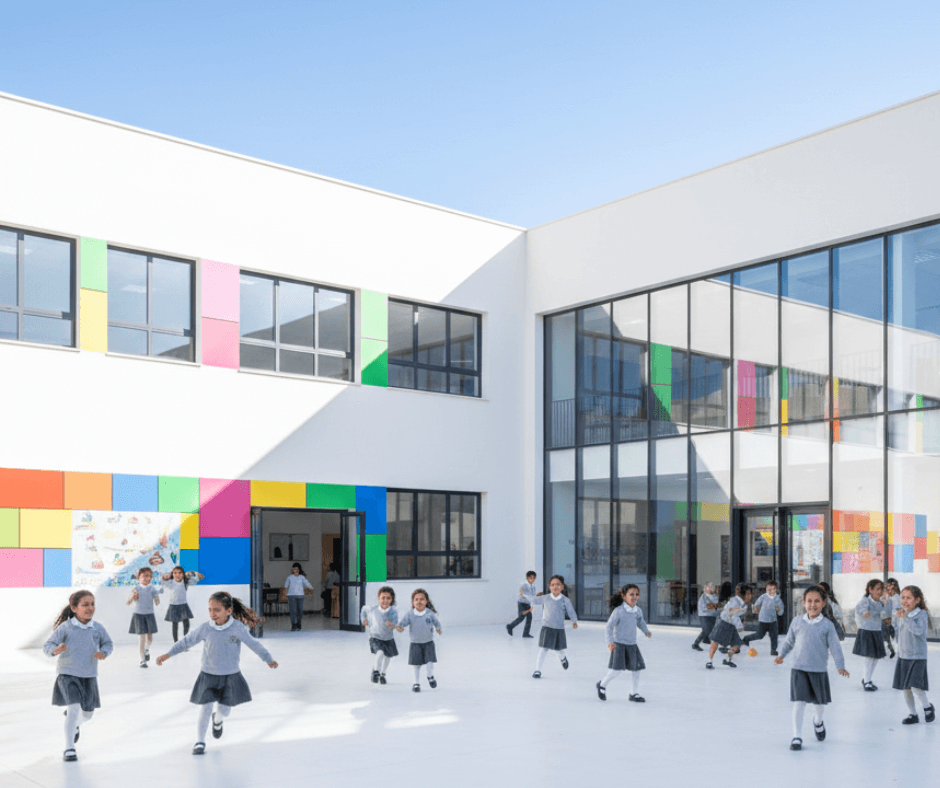 اكتشف الصورة الملهمة لمدرسة ابتدائية حديثة في المغرب، تجسد واجهتها العصرية وساحاتها الحيوية نموذج مدارس الريادة. يشاهد الأطفال بزي موحد يلهون ويتعلمون في بيئة تعليمية محفزة ومجهزة بأحدث التقنيات. تعكس هذه الصورة الإيجابية التزام المشروع بتطوير الفضاءات المدرسية وتقديم تجربة تعليمية مفعمة بالنشاط والتفاعل