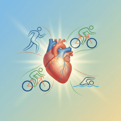 صورة توضيحية تظهر العلاقة بين ممارسة الرياضة وصحة القلب والأوعية الدموية.