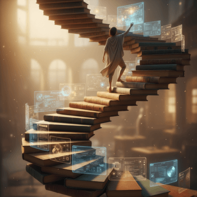 صورة رمزية لرحلة التعليم الذاتي والتعلم المستمر.