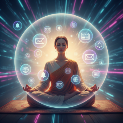 مفهوم الديتوكس الرقمي وأهمية الانفصال عن الشاشات لإعادة شحن الطاقة في الطبيعة.