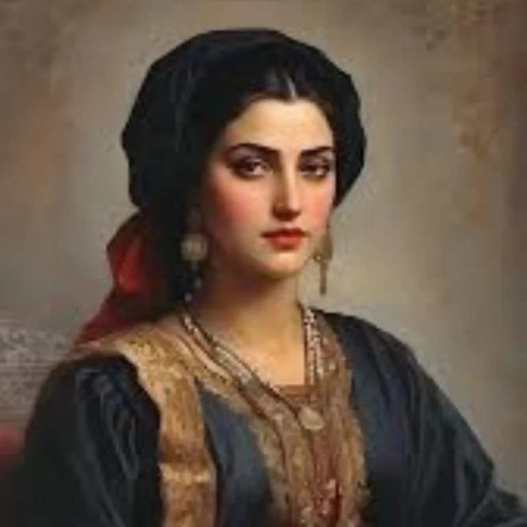 صورة تخيلية للسيدة الحرة حاكمة تطوان في زي ملكي أندلسي مغربي، تعكس قوتها ووقارها كأميرة للجهاد البحري في شمال المغرب