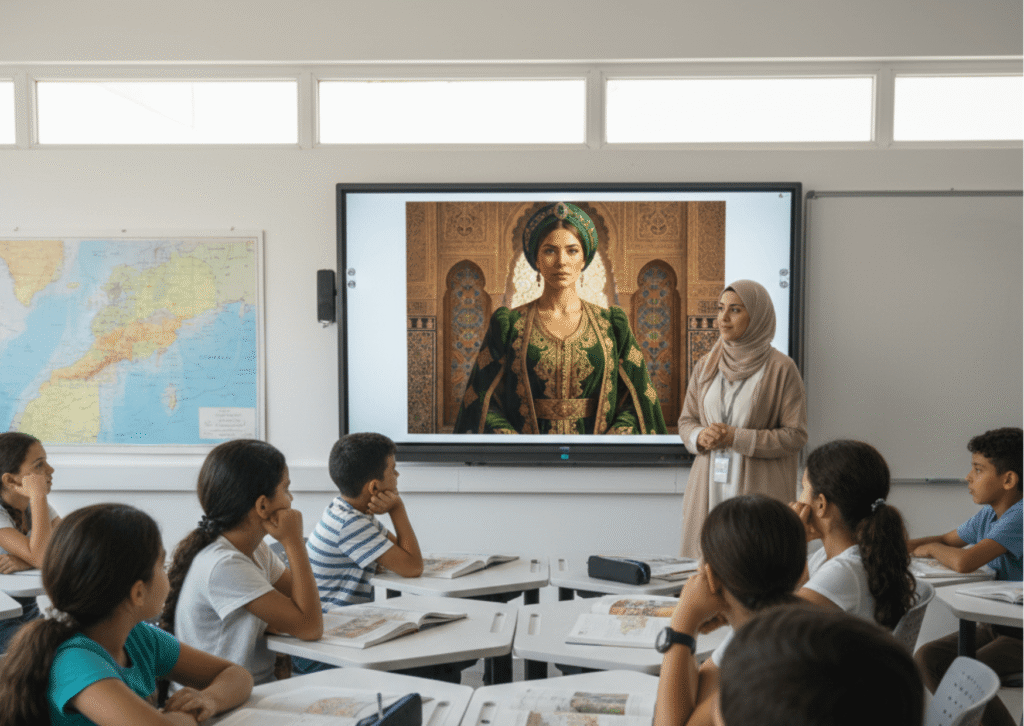 مشهد تربوي حديث يعرّف الأطفال بسيرة السيدة الحرة حاكمة تطوان، لإبراز دور المرأة المغربية القيادية في التاريخ وتشجيع الجيل الجديد
