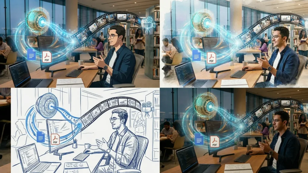 استعراض الأنماط البصرية المتاحة في ميزة الفيديو الجديدة من جوجل.