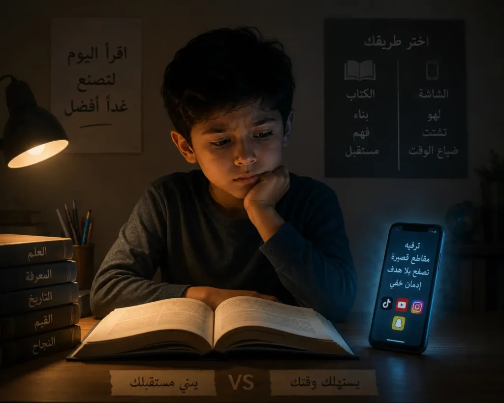صورة رمزية لصراع القراءة مع الفيديوهات القصيرة في زمن تيك توك.