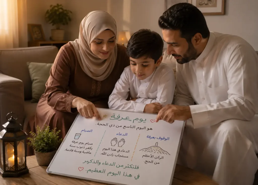  صورة تعبر عن شرح فضل يوم عرفة للأطفال بأسلوب تربوي بسيط.