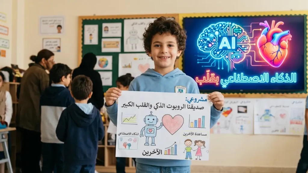 صورة توضح كيف يحول أبطال الذكاء الاصطناعي ما تعلّموه إلى مشاريع مفيدة في الحياة والعطلة.